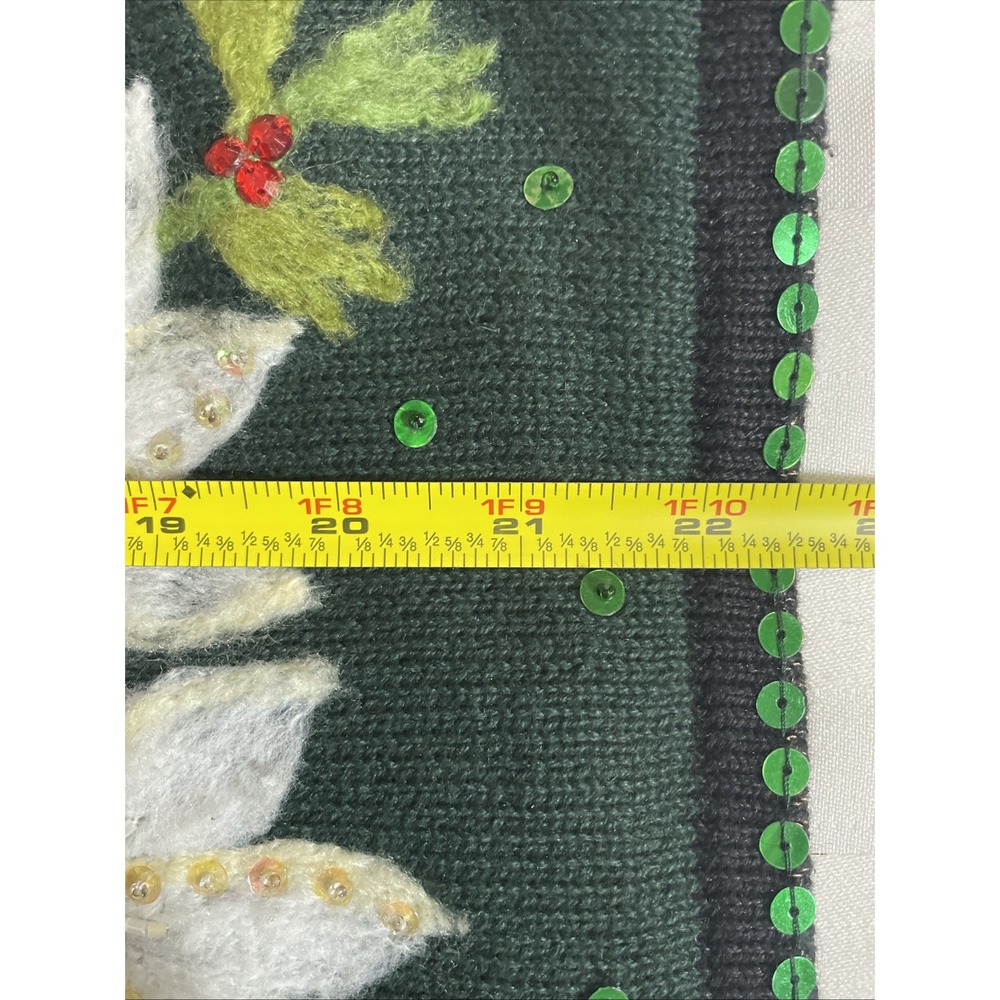 Tiara International Christmas Cardigan Sweater Womens M Green Poinsettia Big 90s - Picture 11 of 12